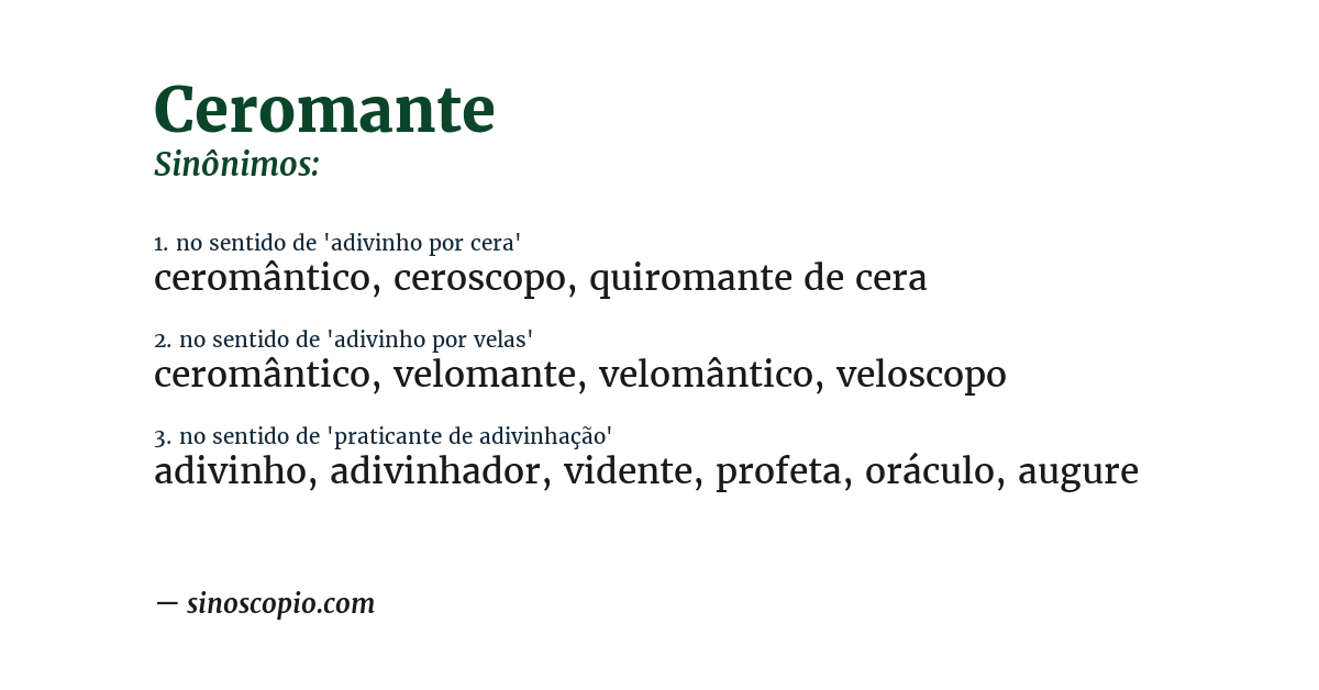 Sinônimo de ceromante