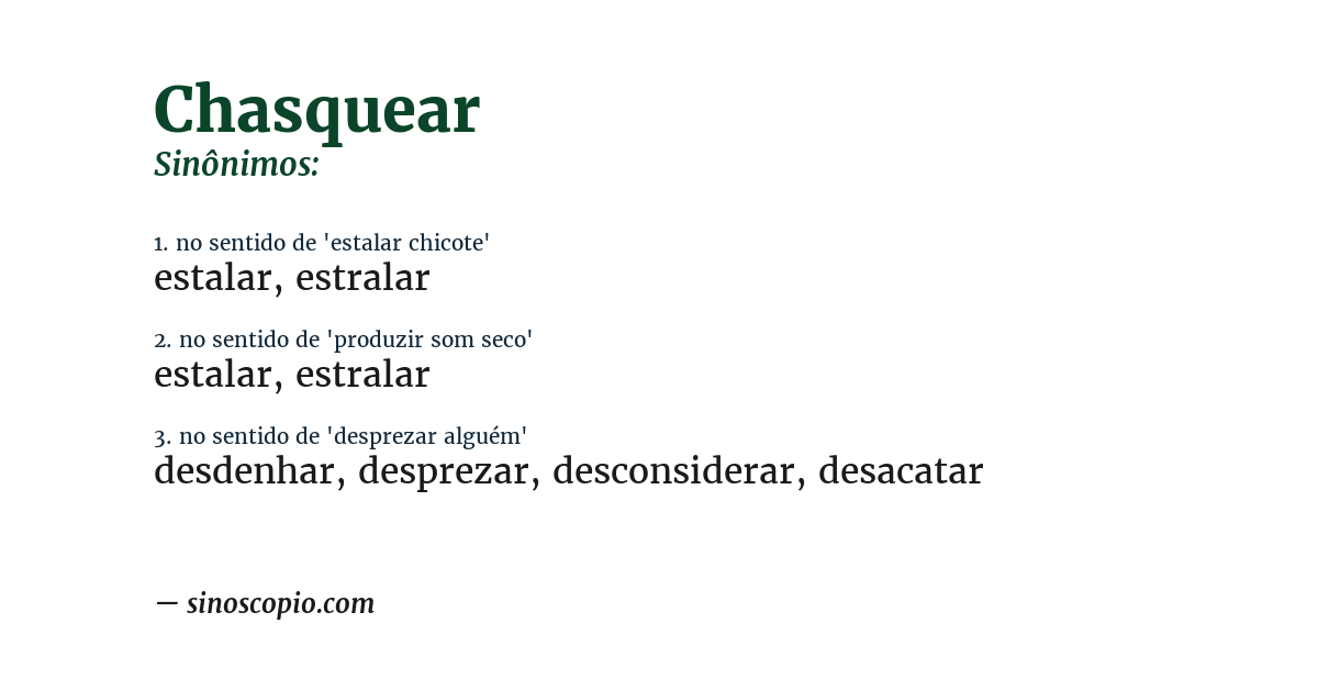 Sinônimo de chasquear