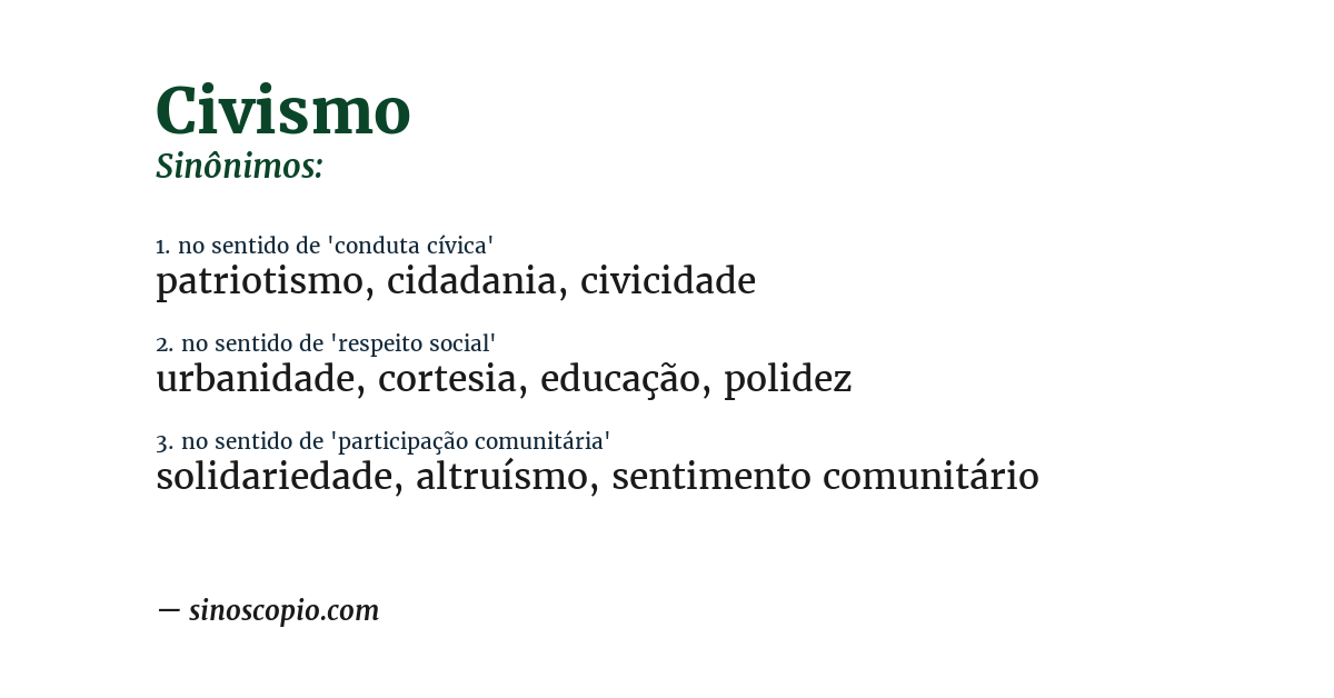 Sinônimo de civismo