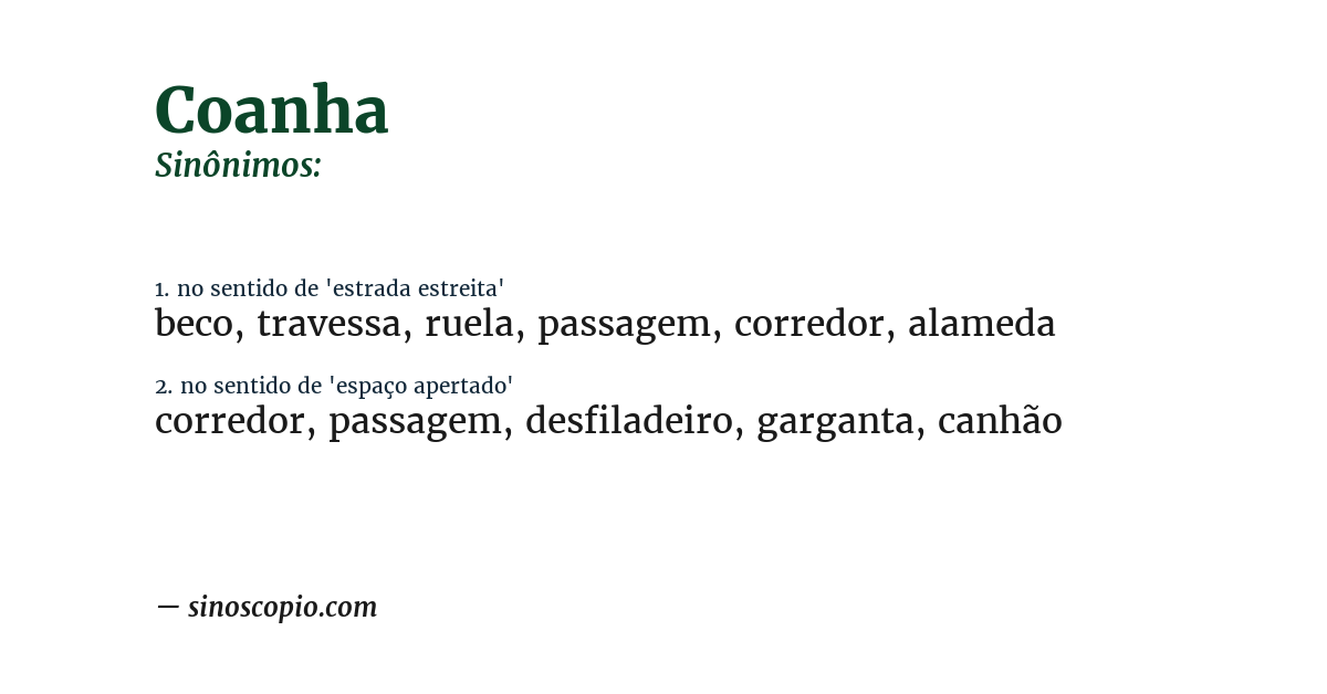 Sinônimo de coanha