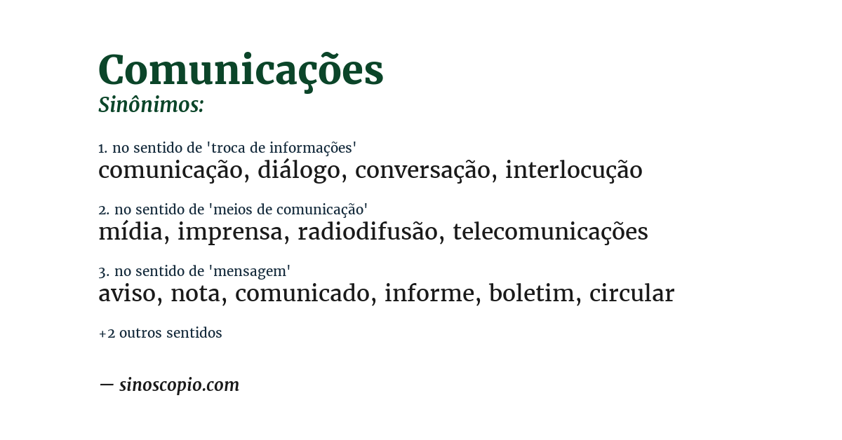 Sinônimo de comunicações