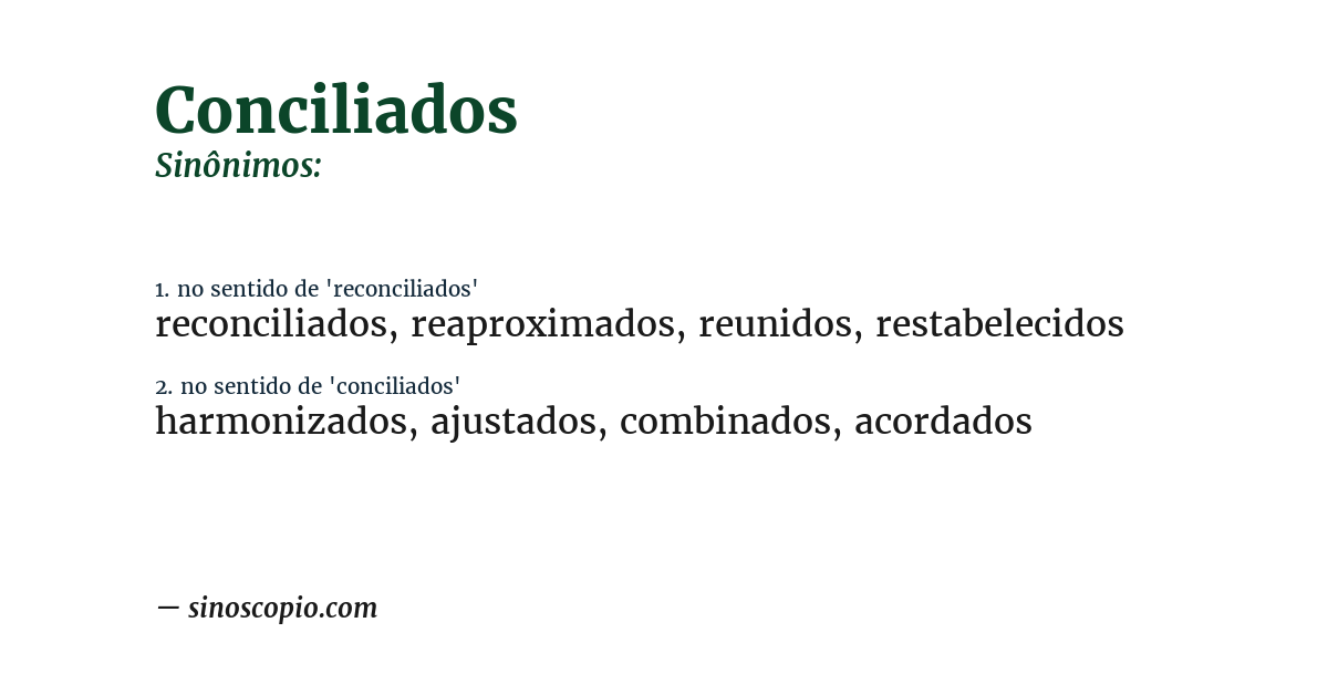 Sinônimo de conciliados