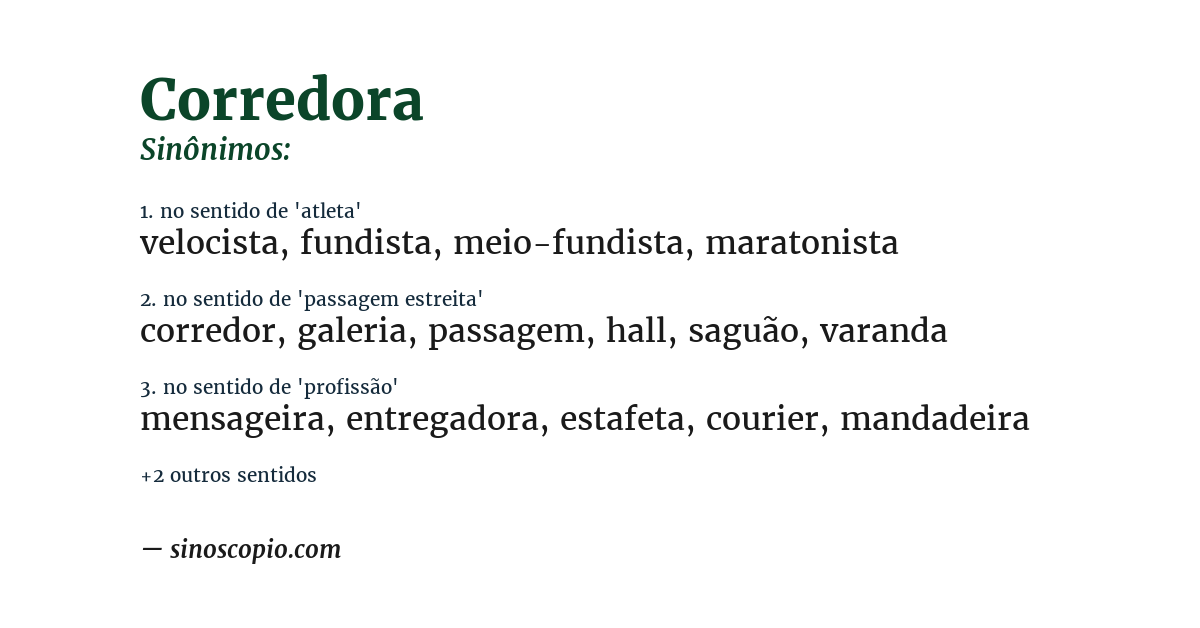 Sinônimo de corredora