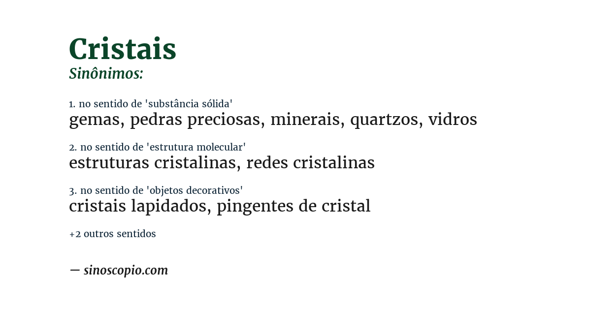 Sinônimo de cristais