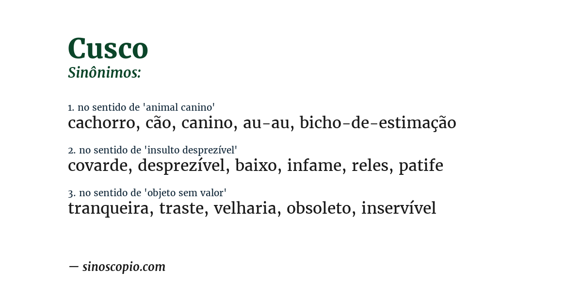 Sinônimo de cusco
