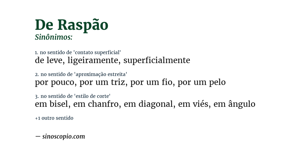 Sinônimo de de raspão