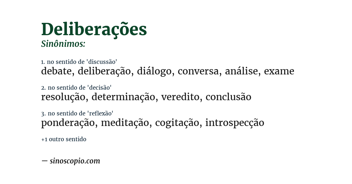 Sinônimo de deliberações