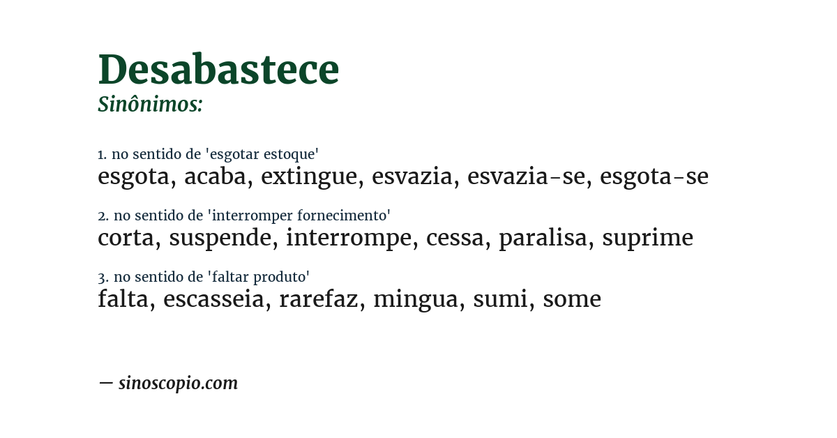 Sinônimo de desabastece