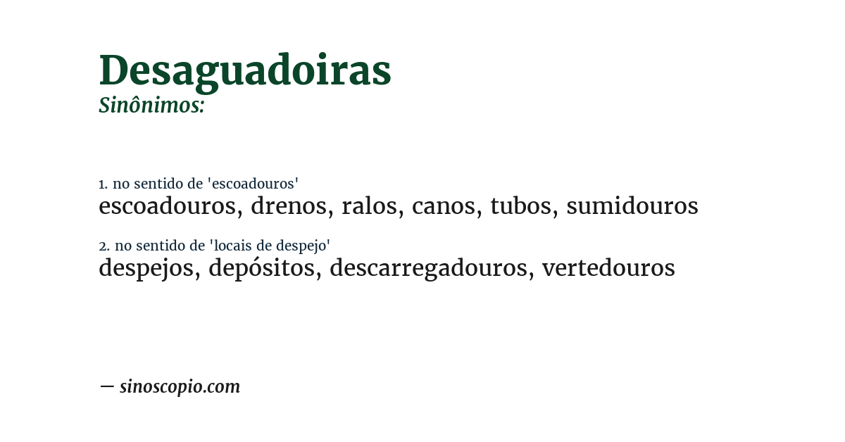Sinônimo de desaguadoiras
