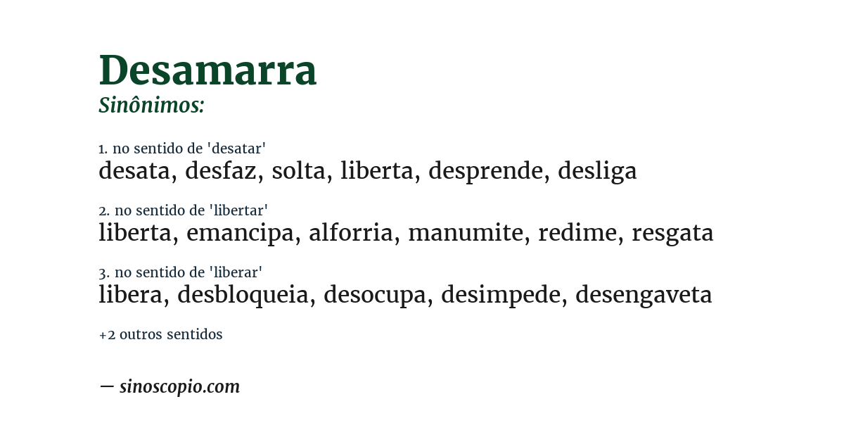 Sinônimo de desamarra