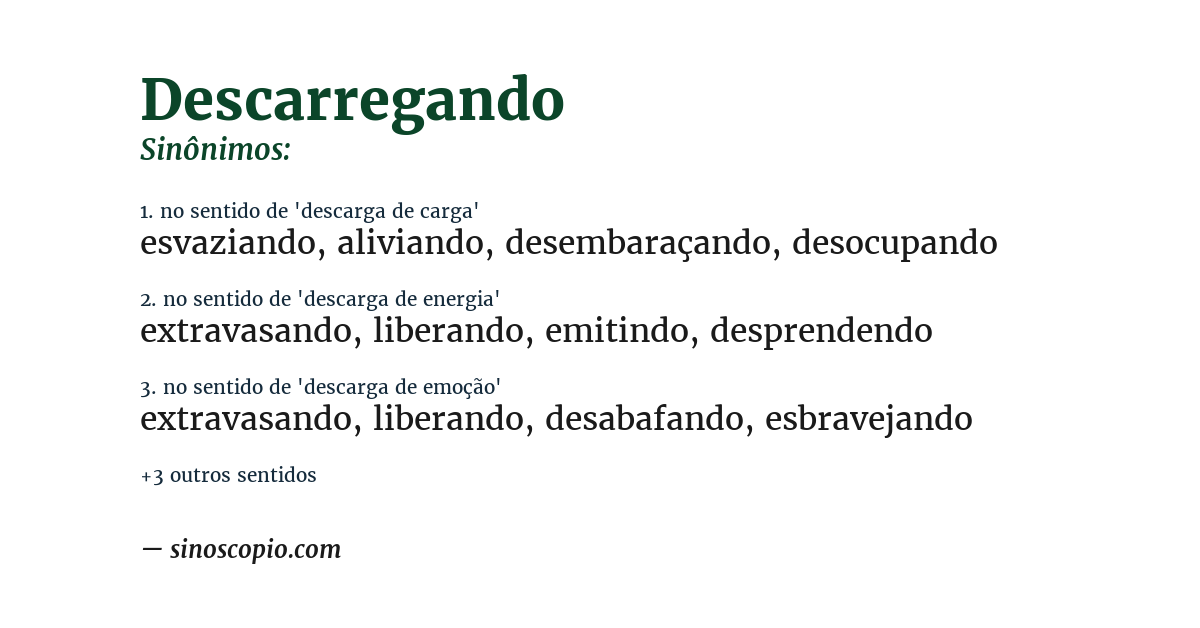 Sinônimo de descarregando