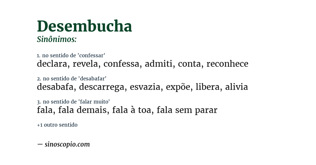 Sinônimo de desembucha