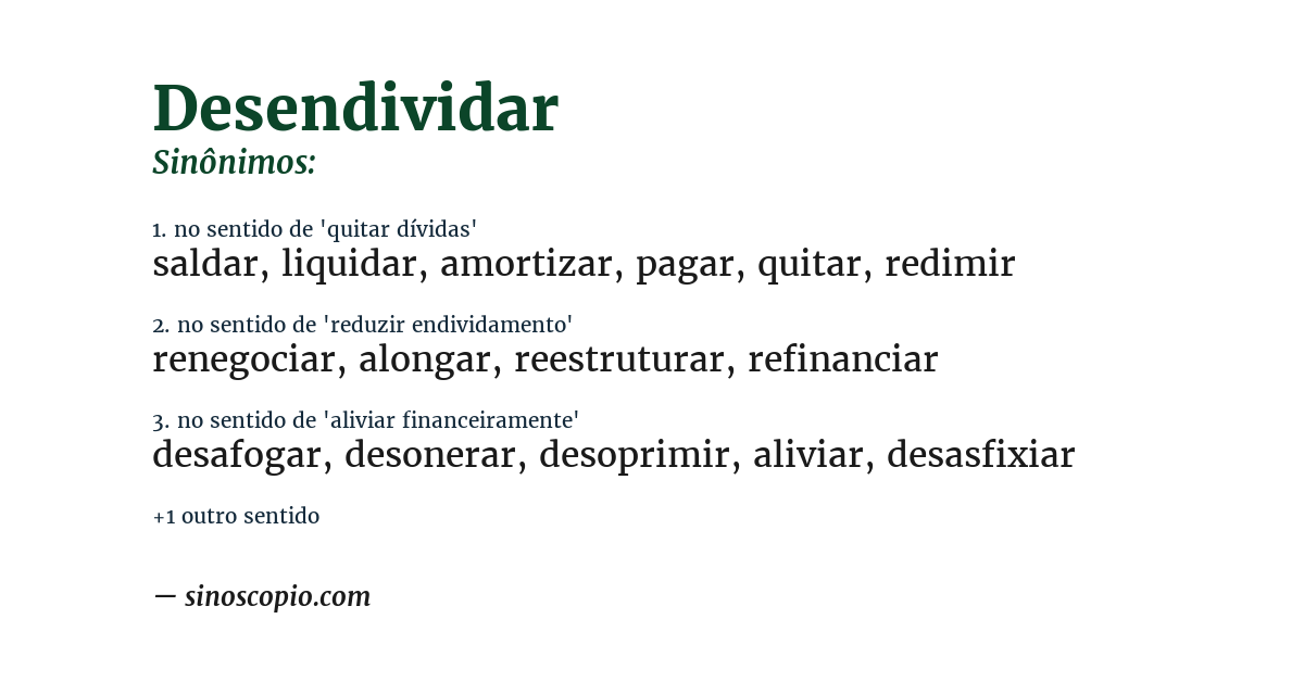 Sinônimo de desendividar