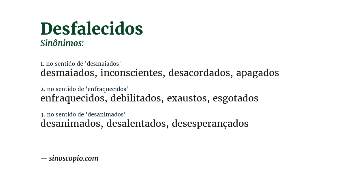Sinônimo de desfalecidos