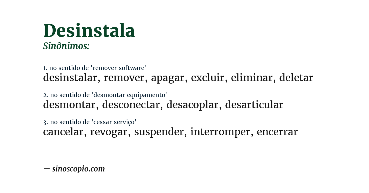 Sinônimo de desinstala