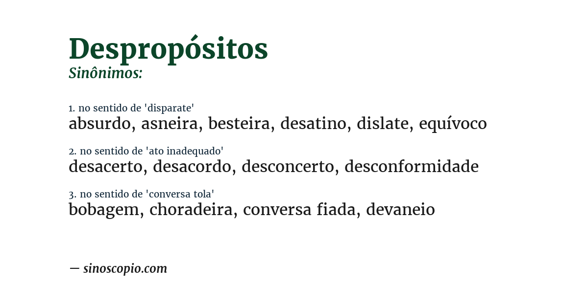 Sinônimo de despropósitos