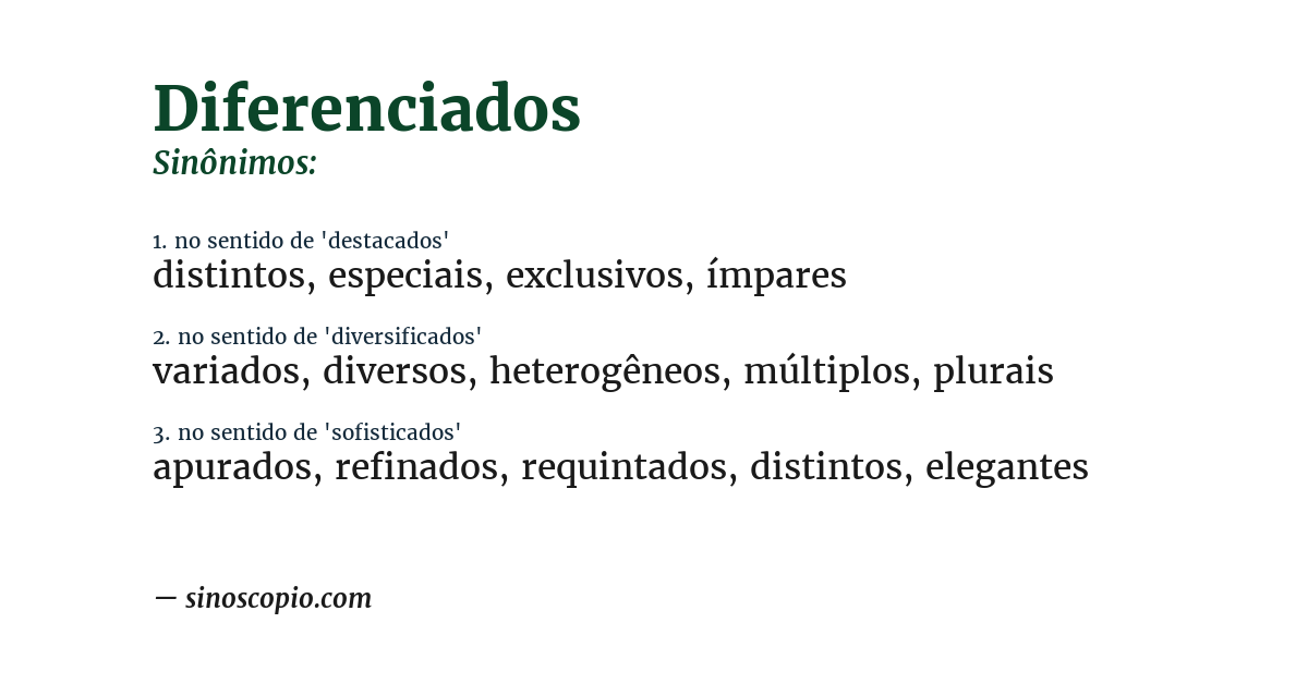 Sinônimo de diferenciados