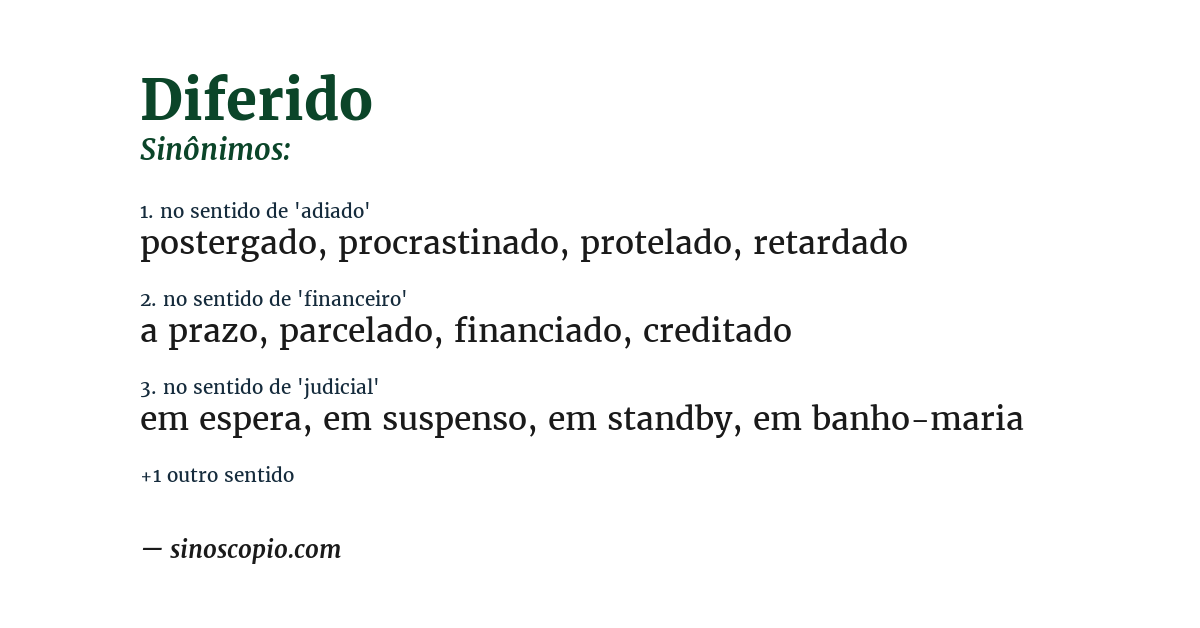 Sinônimo de diferido
