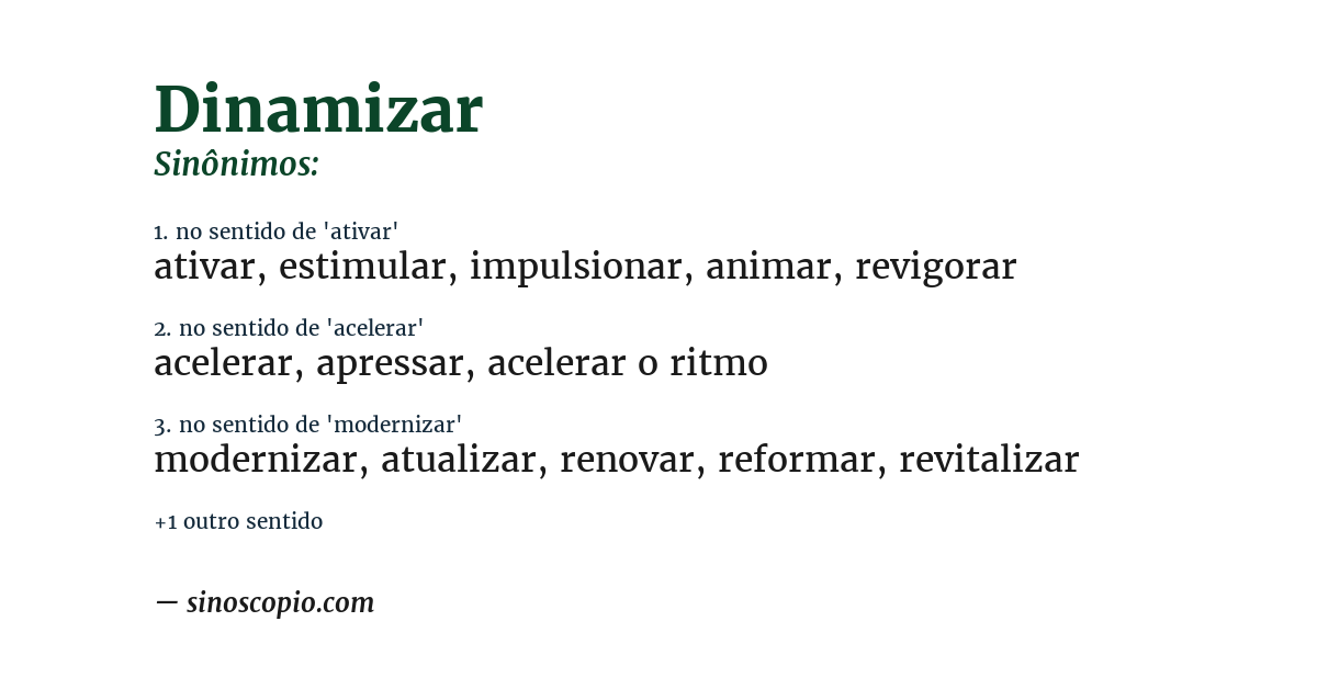 Sinônimo de dinamizar