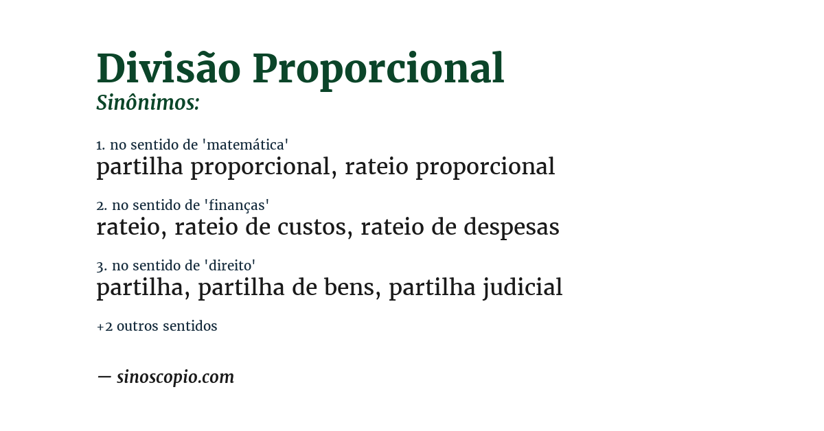 Sinônimo de divisão proporcional