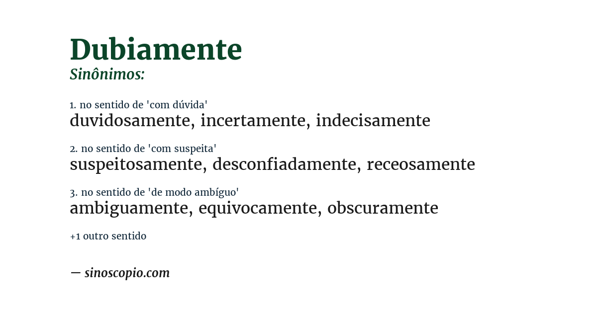 Sinônimo de dubiamente