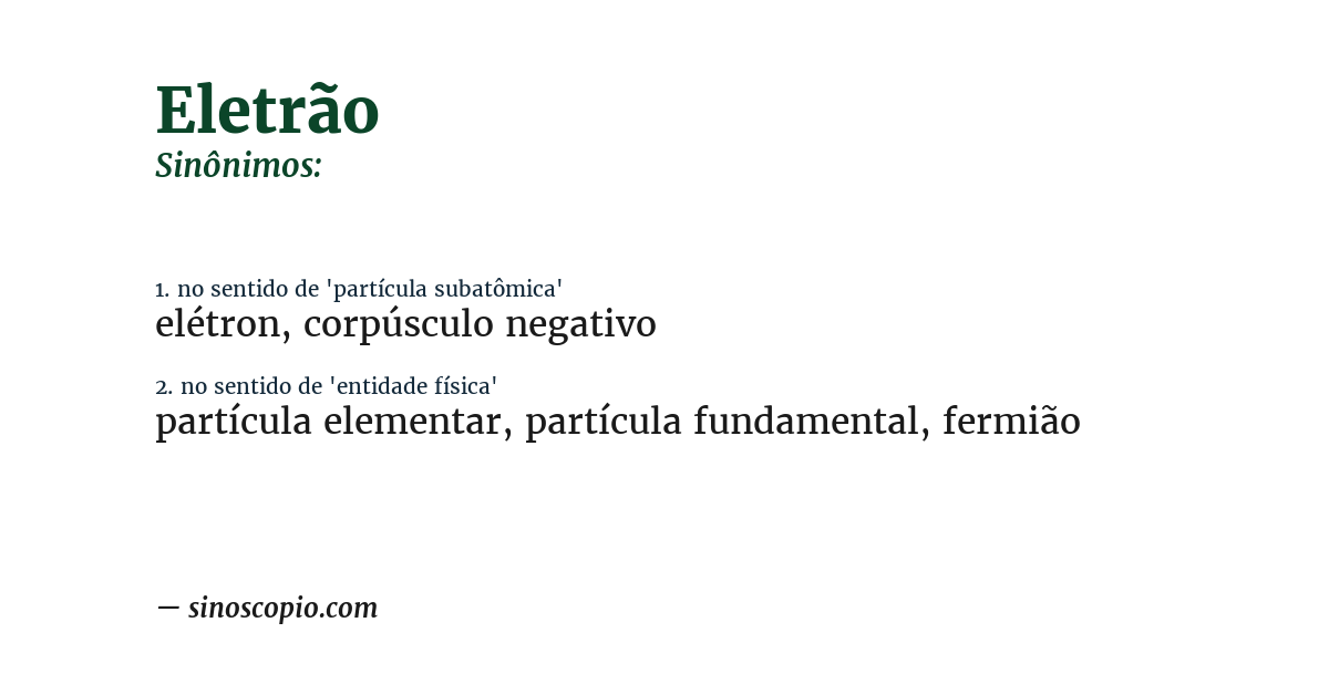 Sinônimo de eletrão