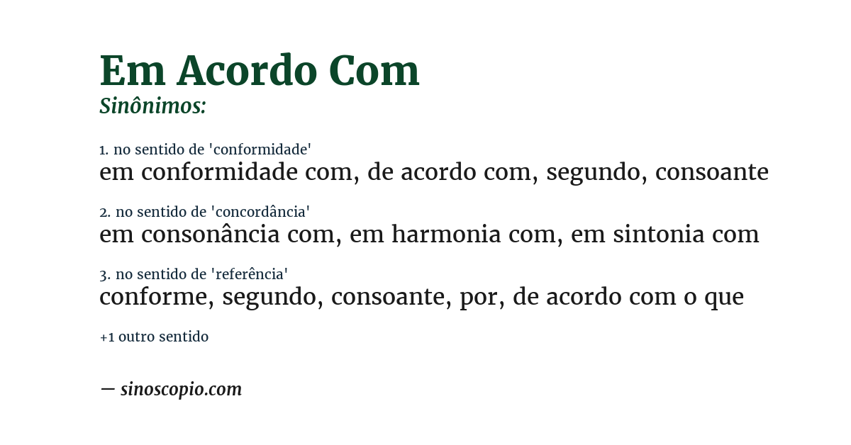 Sinônimo de em acordo com