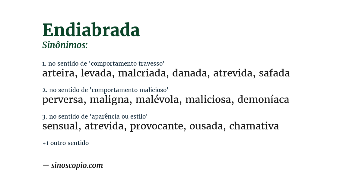 Sinônimo de endiabrada