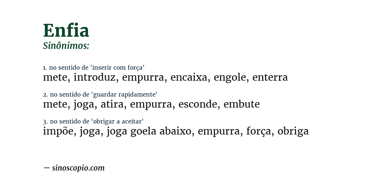 Sinônimo de enfia