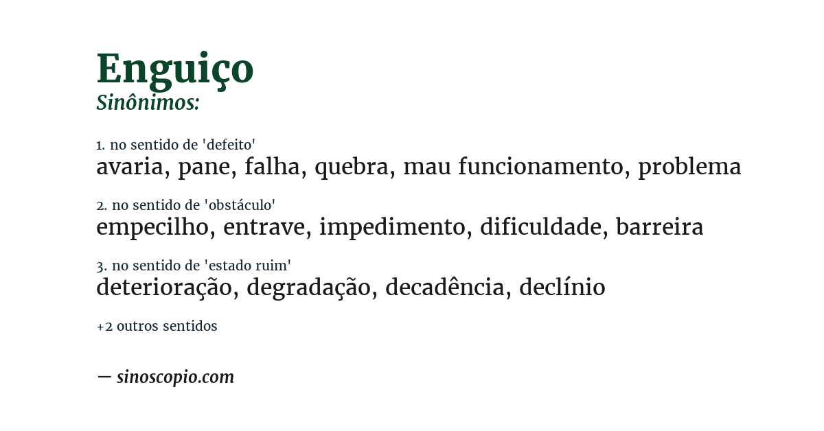 Sinônimo de enguiço
