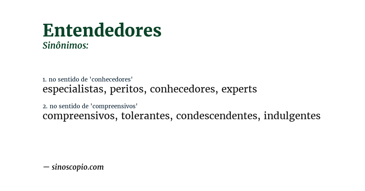 Sinônimo de entendedores