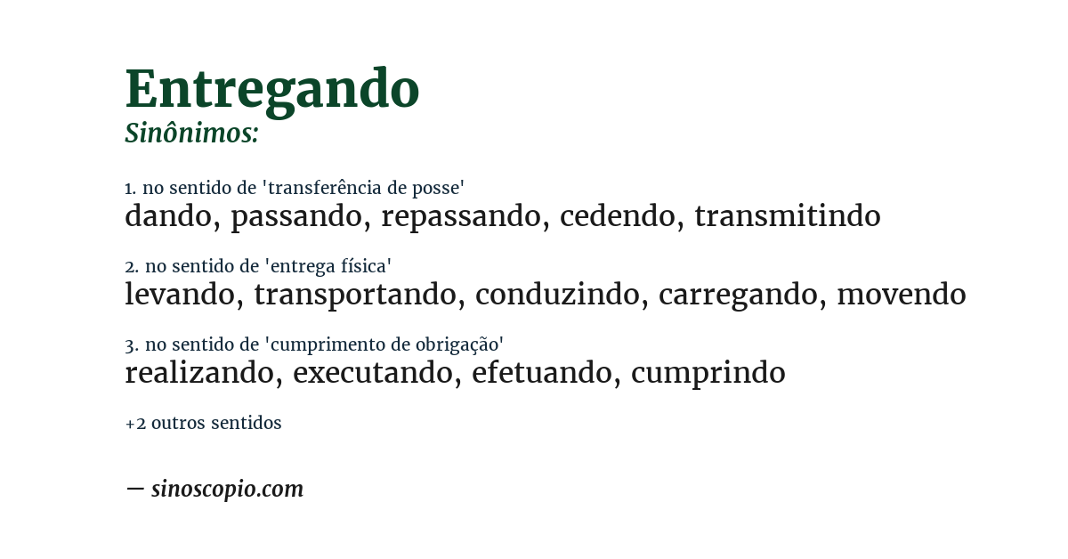 Sinônimo de entregando