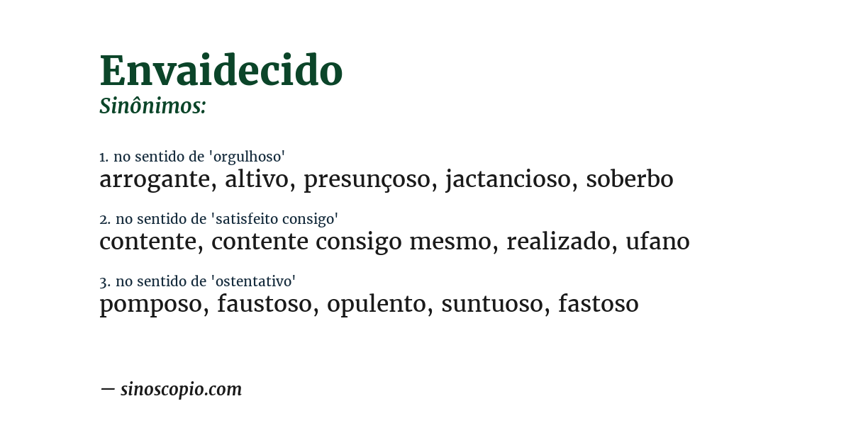 Sinônimo de envaidecido