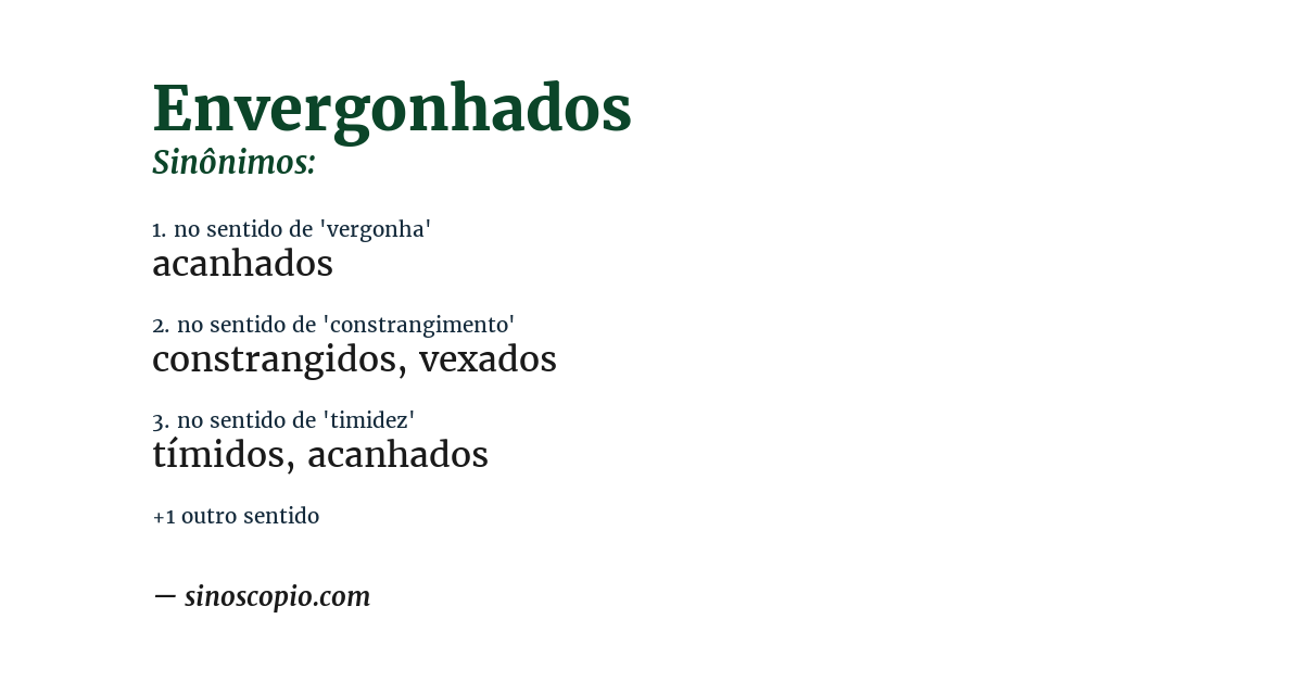 Sinônimo de envergonhados