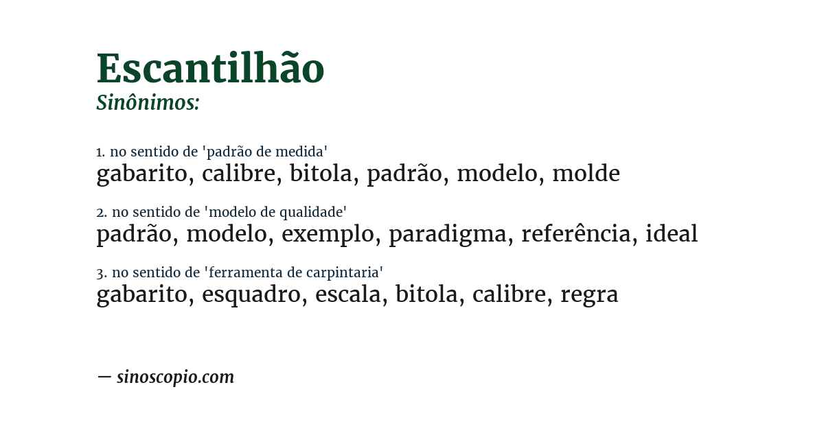 Sinônimo de escantilhão