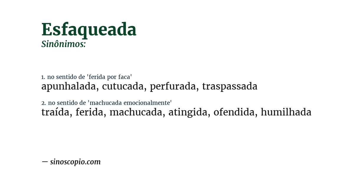 Sinônimo de esfaqueada