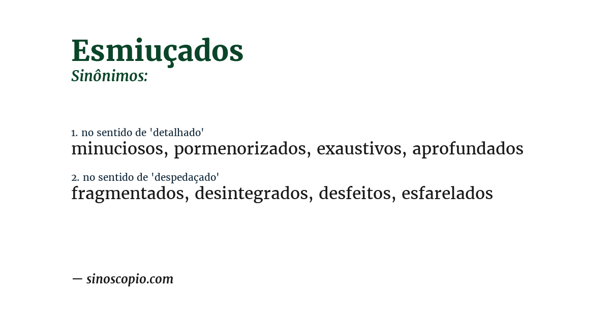 Sinônimo de esmiuçados