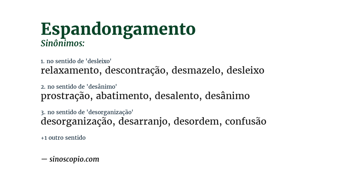 Sinônimo de espandongamento