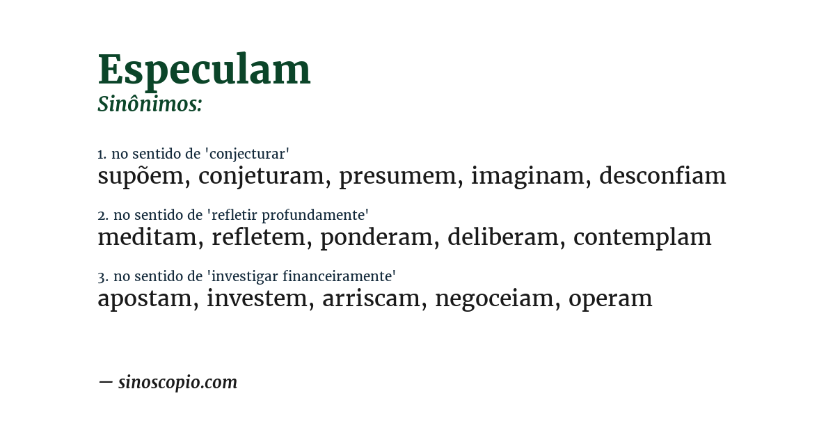 Sinônimo de especulam
