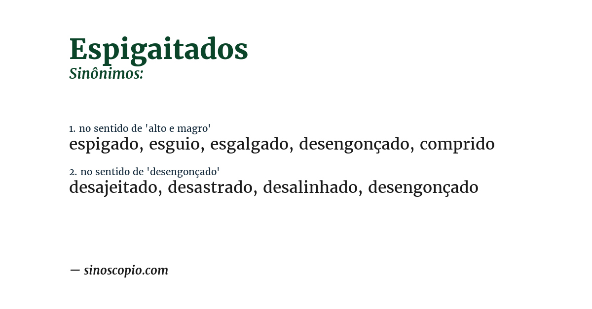 Sinônimo de espigaitados