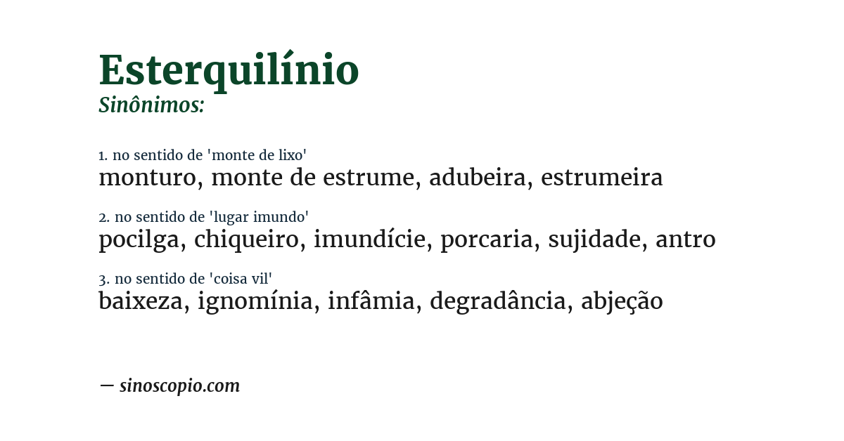 Sinônimo de esterquilínio