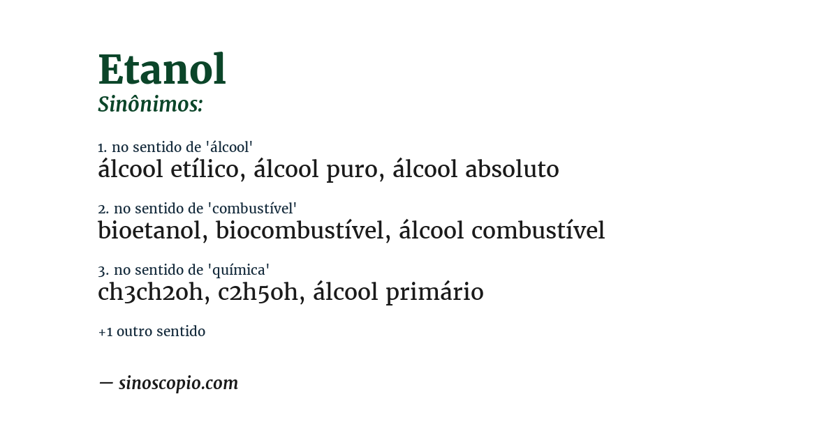 Sinônimo de etanol