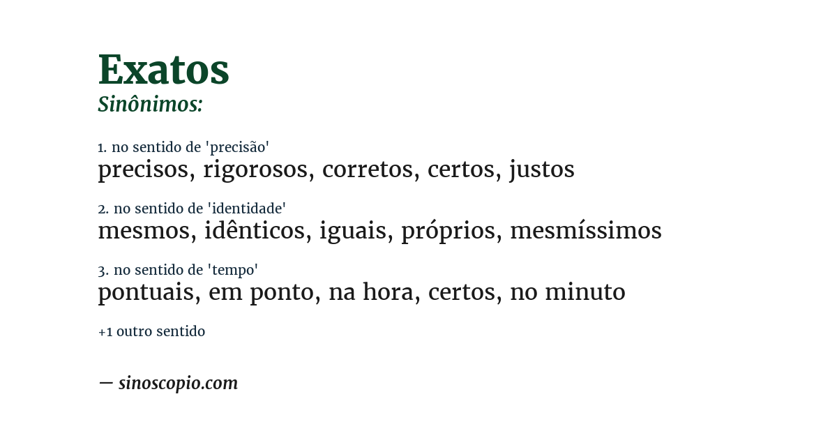 Sinônimo de exatos