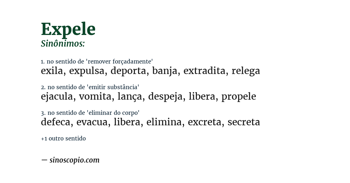 Sinônimo de expele