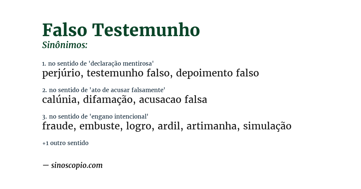 Sinônimo de falso testemunho