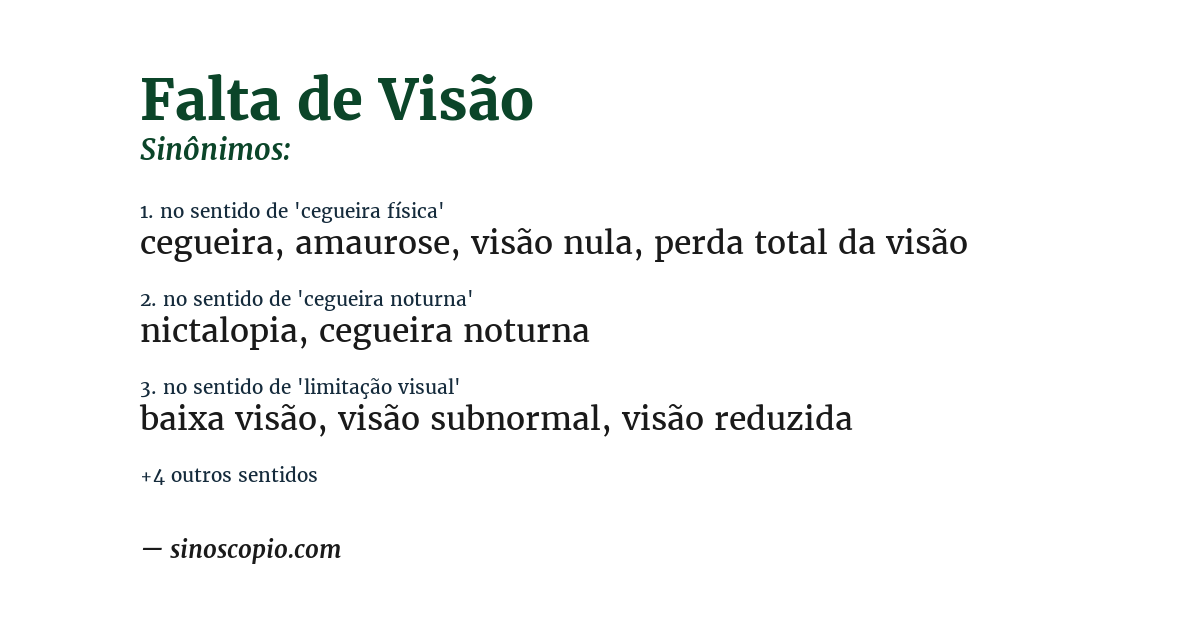 Sinônimo de falta de visão