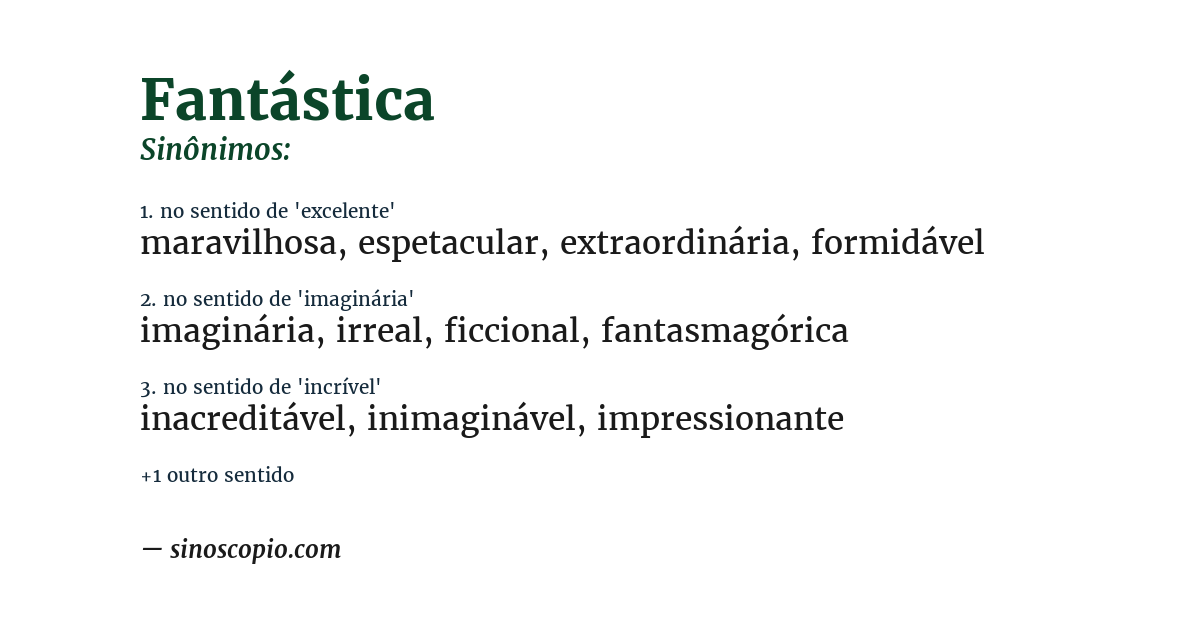 Sinônimo de fantástica