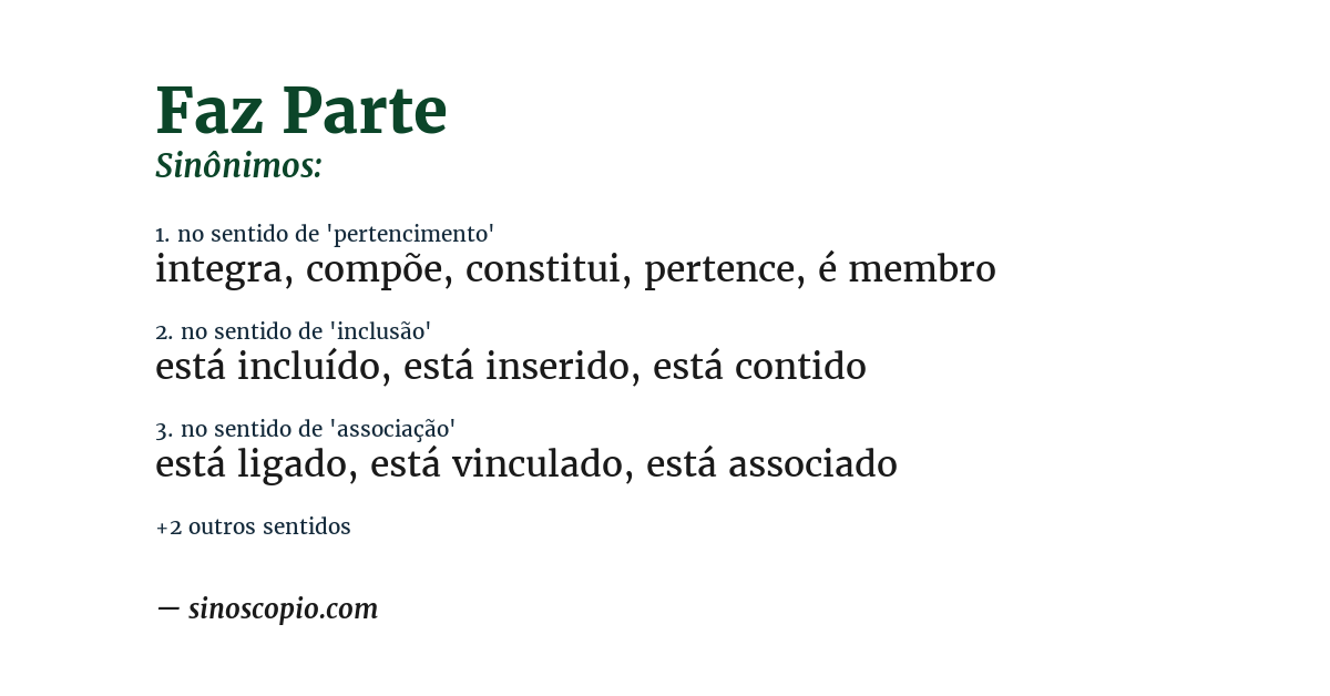 Sinônimo de faz parte
