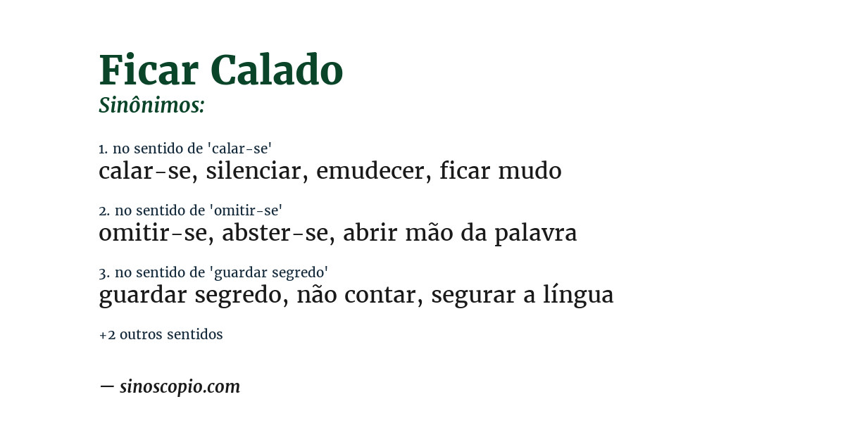 Sinônimo de ficar calado