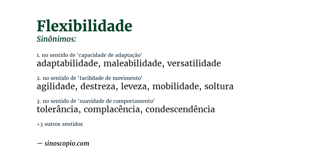 Sinônimo de flexibilidade